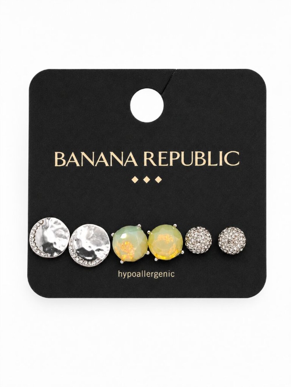 Banana Republic 3-Pair Silver-Tone Hypoallergenic Stud Earrings NWT